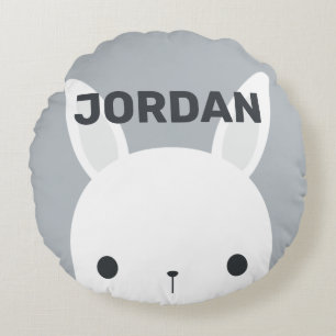 Cojín Redondo Conejo de conejo pequeño y lindo con nombre person