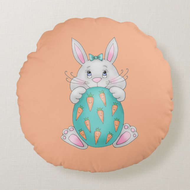 Cojín Redondo Conejo de Pascua (Anverso)