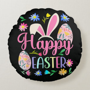 Cojín Redondo Conejo de Pascua Feliz Cara de Conejo Divertido