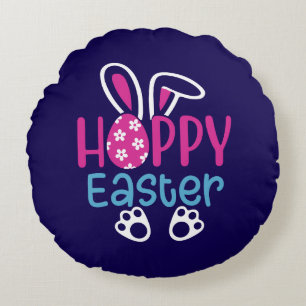 Cojín Redondo Conejo Feliz de Pascua Huevo Diseño Lindo de Prima