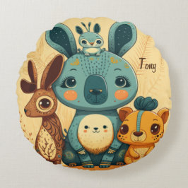 Cojín Redondo Conejo floral cute boho