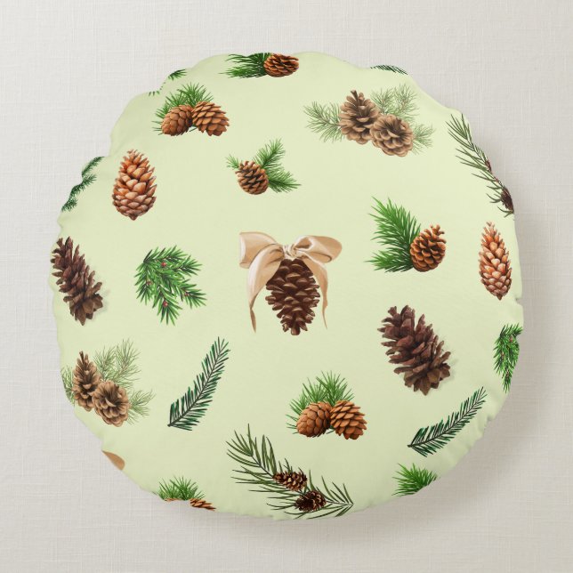 Cojín Redondo Cones de pino (Anverso)