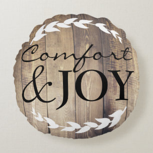 Cojín Redondo Confort en una granja y JOY Family Name White Laur
