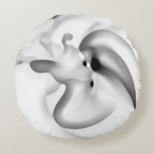 Cojín Redondo Congelado: Gris abstracto, blanco y negro