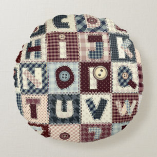 Cojín Redondo Conjunto de letras de alfabetos en estilo de mosai