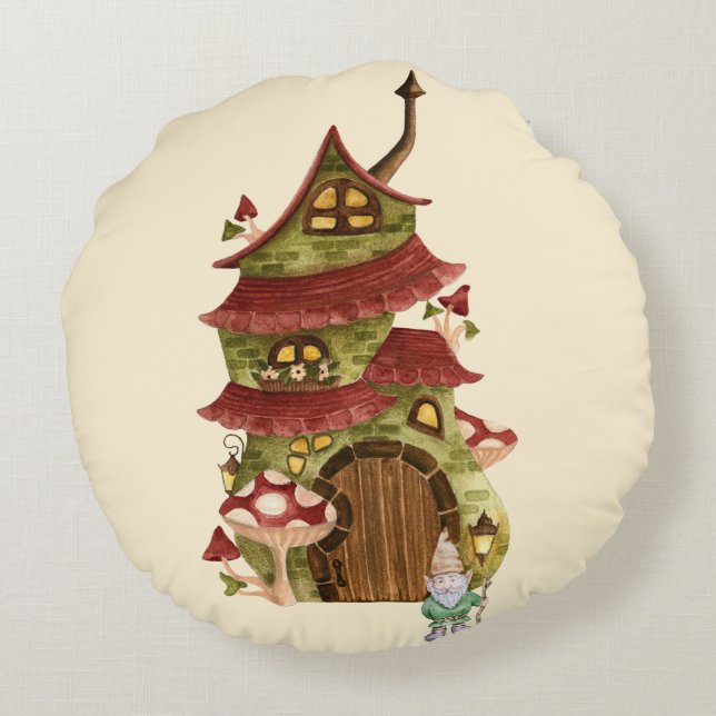 Cojín Redondo ¡Conoce A Thistle Toadstool! (Reverso)