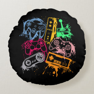 Cojín Redondo Consolas de videojuegos Controles Retro 80's 90's