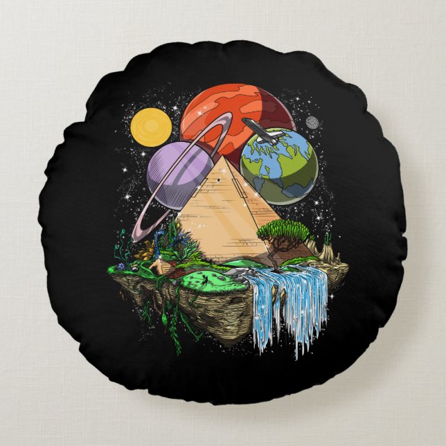 Cojín Redondo Conspiración antigua egipcia de los extranjeros de (Anverso)