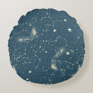 Cojín Redondo Constelación celeste - Noche estrellada (2)