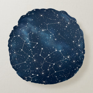 Cojín Redondo Constelación celeste - Noche estrellada (4)