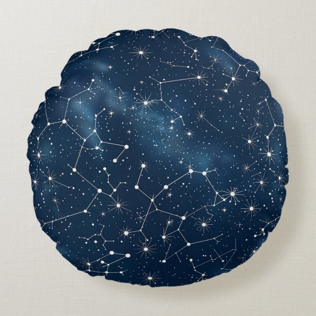 Cojín Redondo Constelación celeste - Noche estrellada (4) (Anverso)