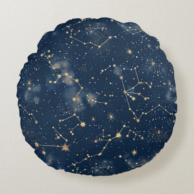 Cojín Redondo Constelación celeste - Noche estrellada (5) (Anverso)