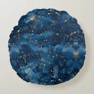 Cojín Redondo Constelación celeste - Noche estrellada (7)