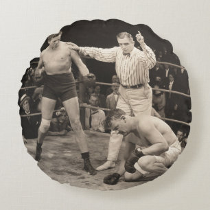 Cojín Redondo Contador de árbitros sobre boxeador en ringboxing,