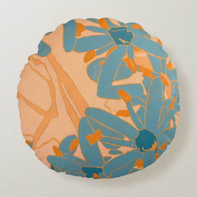 Cojín Redondo Contemporary Leaf Design in Peach  (Anverso)