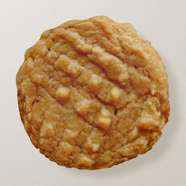 Cojín Redondo Cookie de mantequilla de cacahuete, Tan (Reverso)