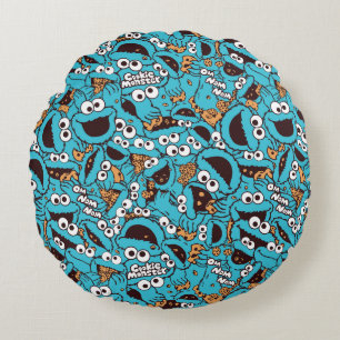Cojín Redondo Cookie Monster   Patrón Nom Nom Nom