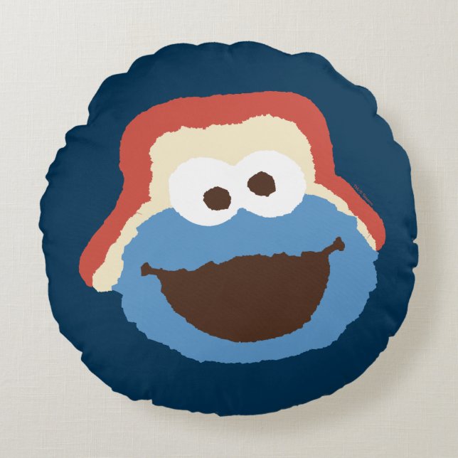 Cojín Redondo Cookie Monster Woodland Face (Anverso)