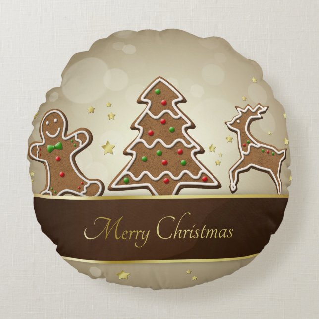 Cojín Redondo Cookies de Gingerbread (Anverso)
