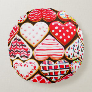 Cojín Redondo Cookies del corazón de San Valentín: Amor casero.