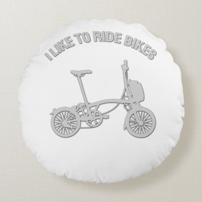 Cojín Redondo Cool bicycle Design - I Like to Ride Bikes (Anverso)