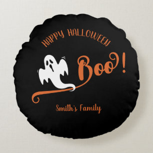 Cojín Redondo Cool Boo Pequeño Fantasma Feliz Halloween Negro