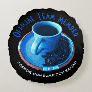 Cojín Redondo Copa Azul, Café Negro, Saucer y habas