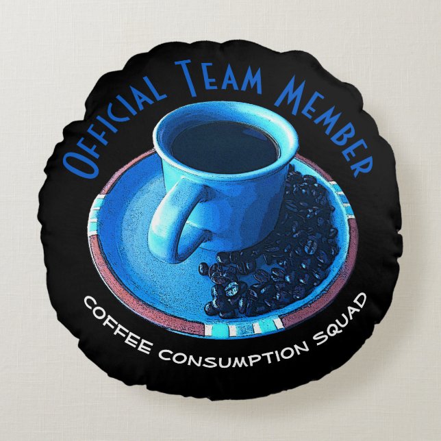 Cojín Redondo Copa Azul, Café Negro, Saucer y habas (Anverso)