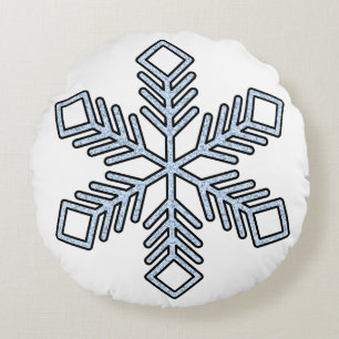 Cojín Redondo Copo de Nieve Brillante - Ramas Azul Bebé