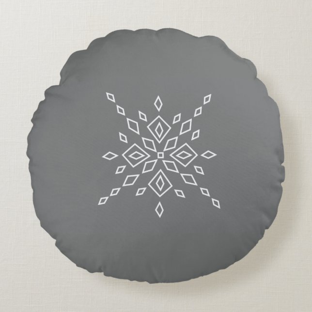 Cojín Redondo Copo de Nieve Cristalizado (Anverso)