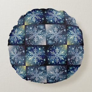 Cojín Redondo Copo de nieve / Noche de invierno / Recolota / Lla