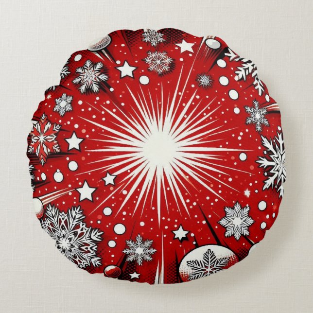 Cojín Redondo Copos de nieve (Anverso)