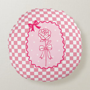 Cojín Redondo Coqueta Rosa de Cuadro Rosa Estética
