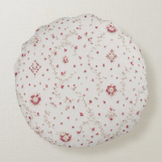 Cojín Redondo Coquette Vintage Rosa Floral Patrón de Celosía Per