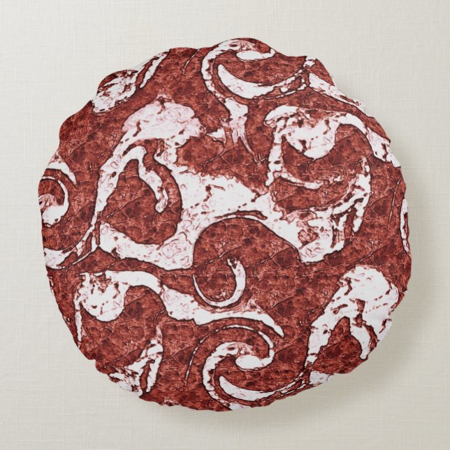 Cojín Redondo Corales rocosos accidentados y puntos blancos (Reverso)