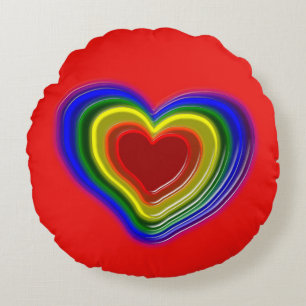 Cojín Redondo corazón arcoiris
