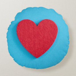 Cojín Redondo Corazón de amor rojo