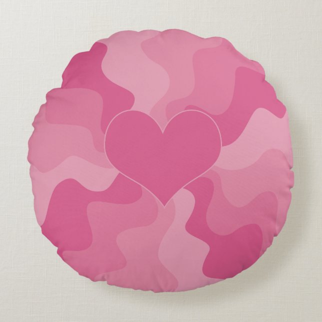 Cojín Redondo Corazón de amor - Rosa (Anverso)