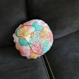 Cojín Redondo Corazón de arte de la banda de amor del Cuerno de 