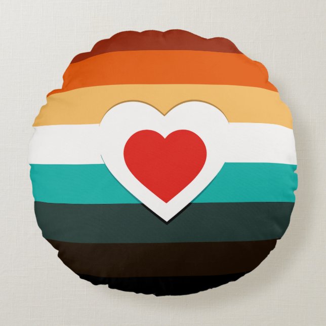 Cojín Redondo Corazón de degradado (Anverso)