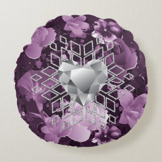 Cojín Redondo Corazón de Diamante Floral Pluma Copo de Nieve
