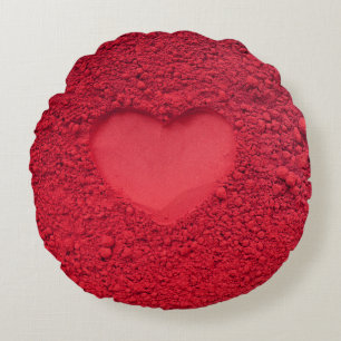 Cojín Redondo Corazón de la Sombra de Ojos Rojos: Textura Cosmét