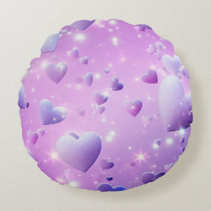 Cojín Redondo Corazón de lustre morado