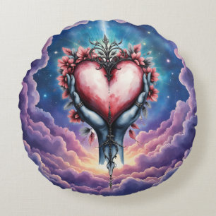 Cojín Redondo Corazón de Magia Silenciosa