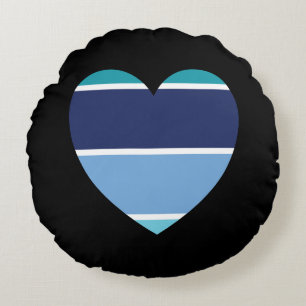 Cojín Redondo Corazón de rayas azules