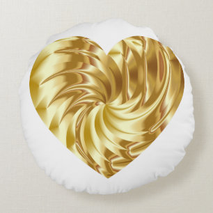 Cojín Redondo Corazón dorado (Forma de oro del amor)