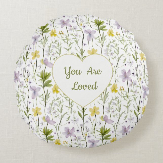 Cojín Redondo Corazón Floral Te Aman (Anverso)