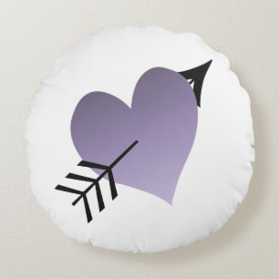 Cojín Redondo Corazón morado con flecha negra