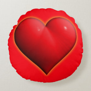 Cojín Redondo Corazón Rojo 3D Brillante
