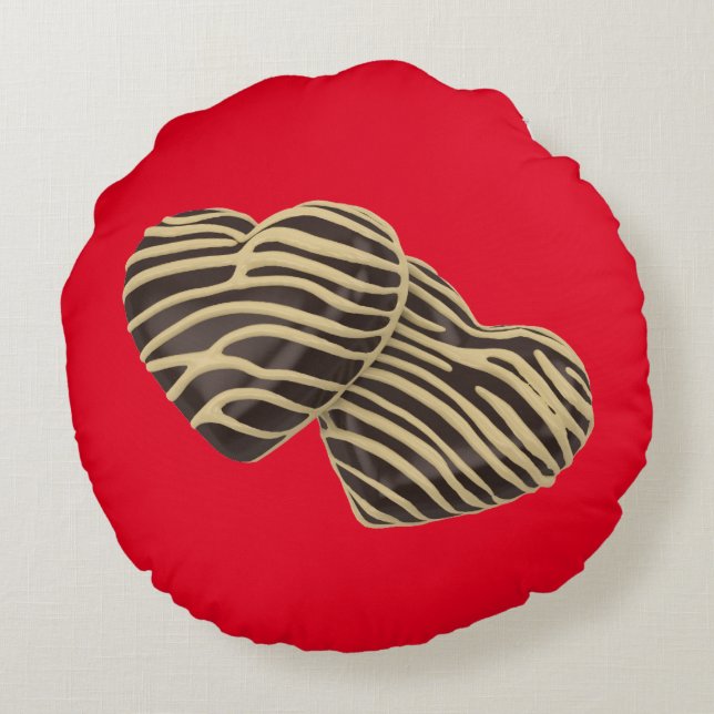 Cojín Redondo Corazones de dulces de chocolate amor romántico ro (Reverso)